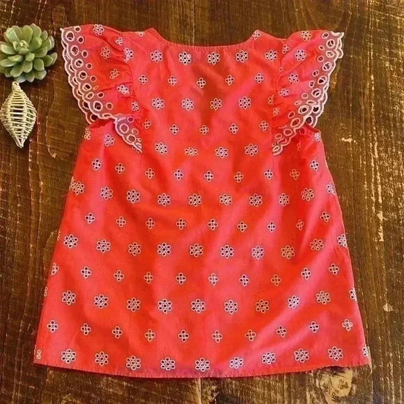 LOFT | Paradise Shell Flutter Sleeve Eyelet Blouse - Picture 4 of 6